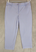 Talbots The Perfect Crop Size 8P Blue White Gingham Check Classic Pants