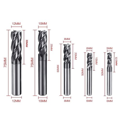 High Quality CNC End Mill Set Carbide Tungsten Steel 4 Fultes Milling Cutter - Picture 3 of 12