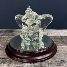 Disney ARRIBAS BROS Crystal DUMBO ELEPHANT on Wood Base with Mirror