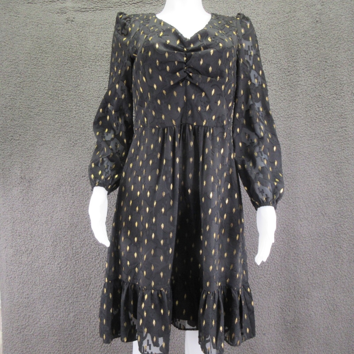 London Times Women's Long Sleeve Fit & Flare Knee-Length Dress US 8 Black  #4287 | eBay