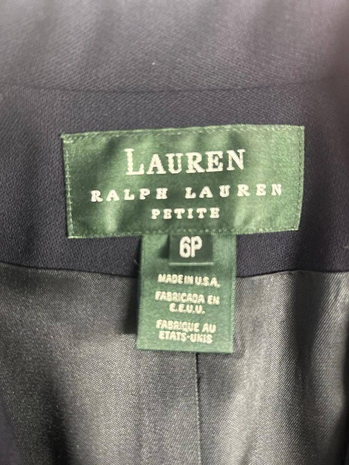 Blazer Lauren Ralph Lauren Etiqueta Verde 3 Botones Bordado Azul Hecho en EE. UU. 6P Foto 3 de 4