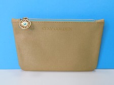 IPSY Glam Bag Makeup Case Gold with Blue Inside July 2021 Stay Golden Zipper