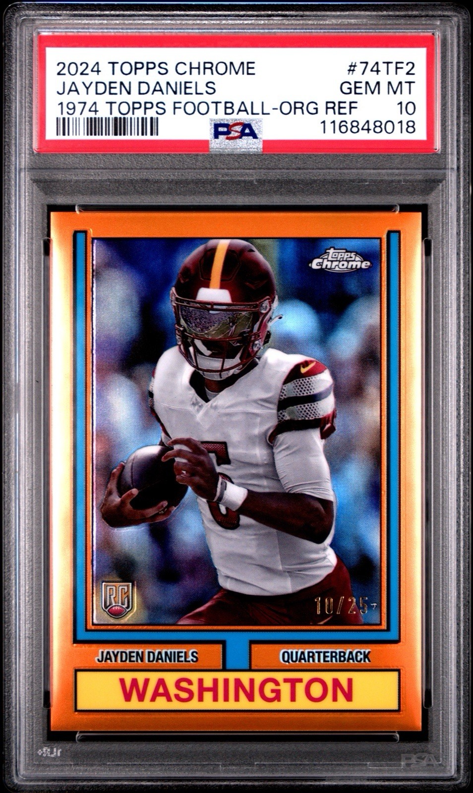 Jayden Daniels Topps Chrome 1974 Topps Football #74TF2 Orange Refractor