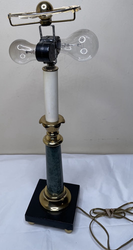Marble green candlestick table lamp Vintage Antique 23" tall No Shade Cone