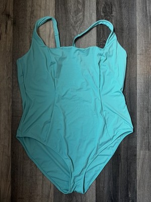 Yitty Shaping Swim Suit Waist Cinching One Piece Slimming Teal Size 3XL
