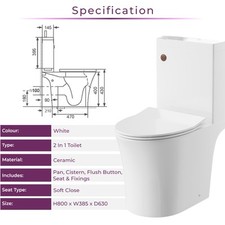2 In 1 Rimless Close Coupled Compact Toilet Sink Cistern Bronze Flush Button Tap
