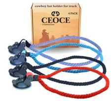 Car Cowboy Hat Holder for Truck Easy-to-Use, Cotton Rope, Strong Suction Ca...