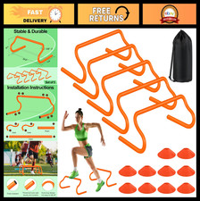 Speed Hurdles & Soccer Cones Set - Agility Training Equipment with Carry Bag for