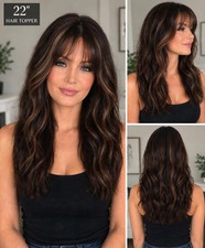 22" Brown Caramel Wavy Hair Topper 6H12 Premium Synthetic