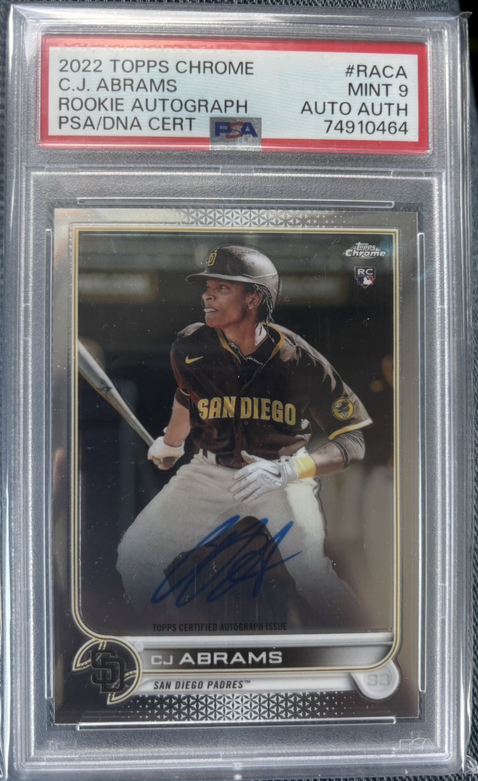2022 Topps Chrome Rookie CJ Abrams On Card Auto PSA 9