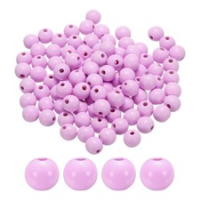 100Pack 16mm Light Purple Round Wood Beads 4.3mm Large Hole for Jewelry Making