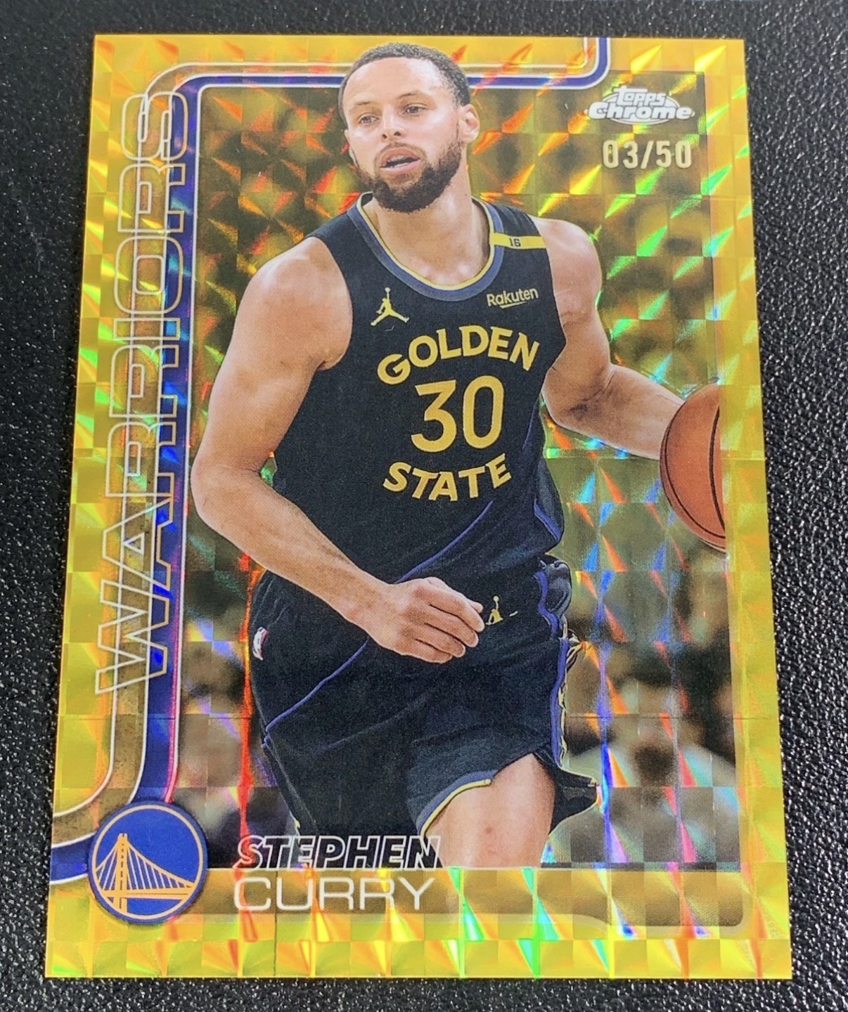 2025 Topps Chrome Basketball Gold Geometric Refractor Stephen Curry 03/50 #201