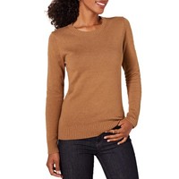 Damen Pullover XL Kamelbraun Meliert 100% Baumwolle Rundhalsausschnitt Amazon