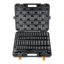 65 Piece Impact Socket Set SAE Metric 10-24mm, Cr-V Steel Auto Repair with Case
