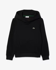 NEW Lacoste Boys Black Hoodie with pocket Size 12A/ M NWT Organic Cotton blend