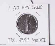 Vaticano 50 lire acmonital anno 1957 Fior di conio 