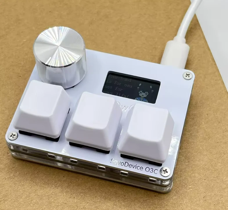 White SayoDevice OSU O3C Rapid Trigger Switches Keyboard With Knob Screen - Image 2 of 4