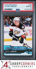2016 UPPER DECK #495 JACOB LARSSON RC YOUNG GUNS DUCKS PSA 10