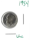 Coin United States 10 Cents (Roosevelt) 1954 KM195, ASW .0723