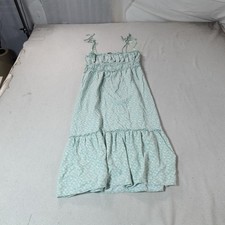 Wild Fable Dress Juniors Medium Green Floral Smocked Ruffle Tie Tiered Sundress