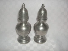 VINTAGE STIEFF PEWTER SALT AND PEPPER SHAKER SET