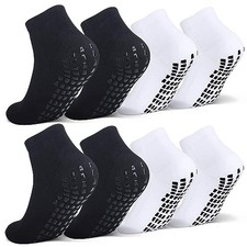 Grip Non Slip Socks For Kids 4-16 Years 8-11 Years 4 Pairs Black 4 Pairs White