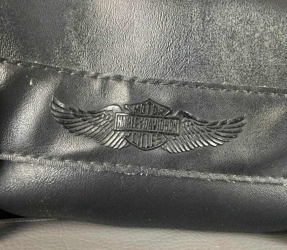 Винтажный Harley Davidson логотип черный кожаный мотоциклетный ремень сумка Fanny Pack мотоциклиста - Изображение 2 из 4