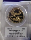 1986 W US 1 oz Proof Gold Eagle $50 PCGS PR69 DCAM M. Reagan Signed