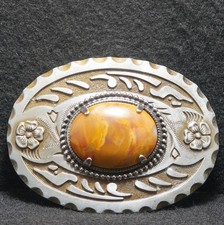 WJ07120 NOS NICE VINTAGE 1970s STONE FLORAL FASHION UNISEX BELT BUCKLE