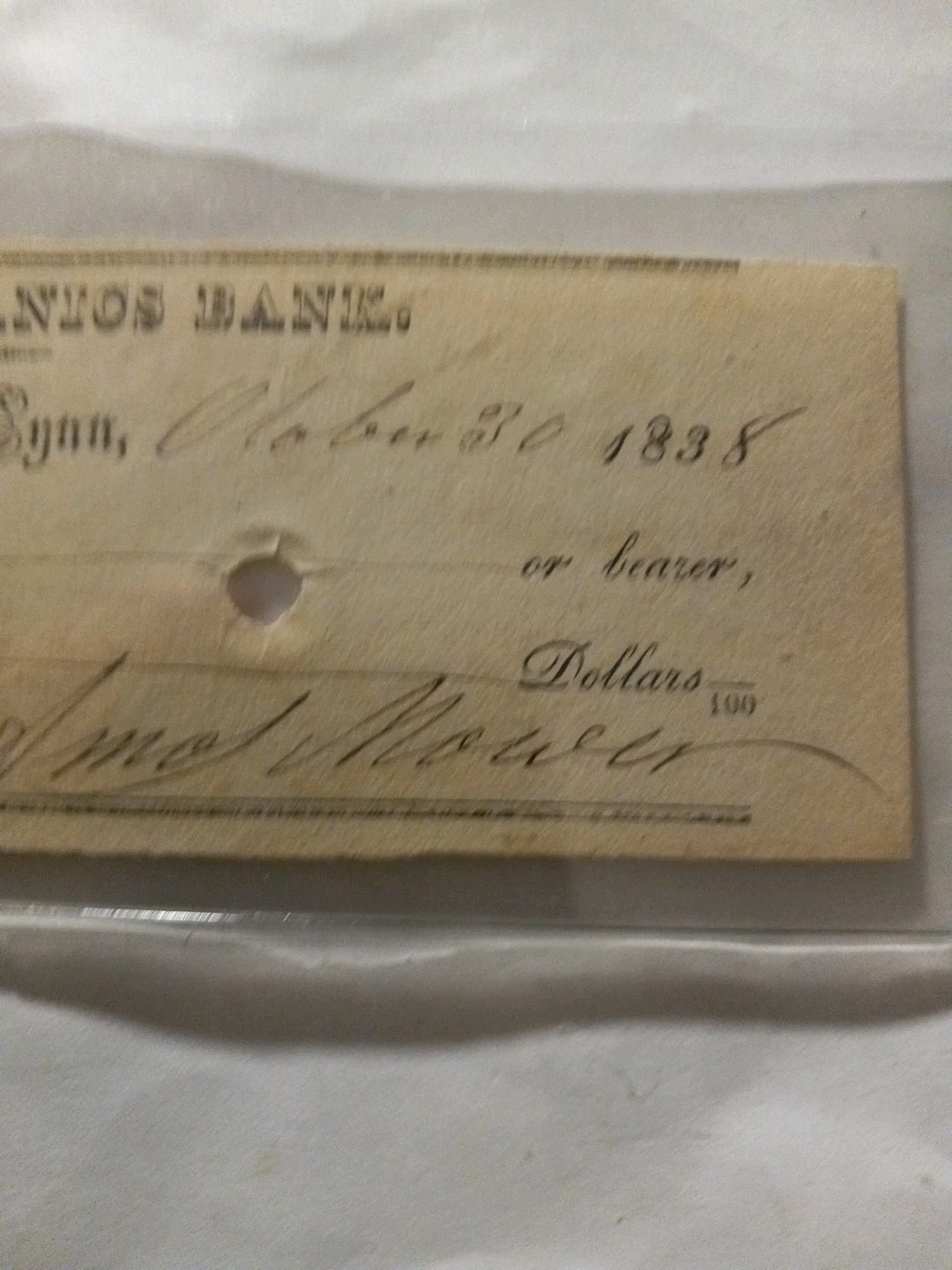RARE Vintage 1838 LYNN MECHANICS Bank.  Bank Check For $50 