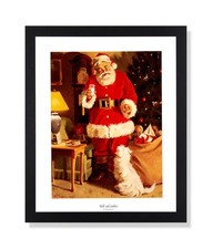 Old St Nick Santa Clause Milk & Cookies Tom Browning #4 Christmas Art Print Blac