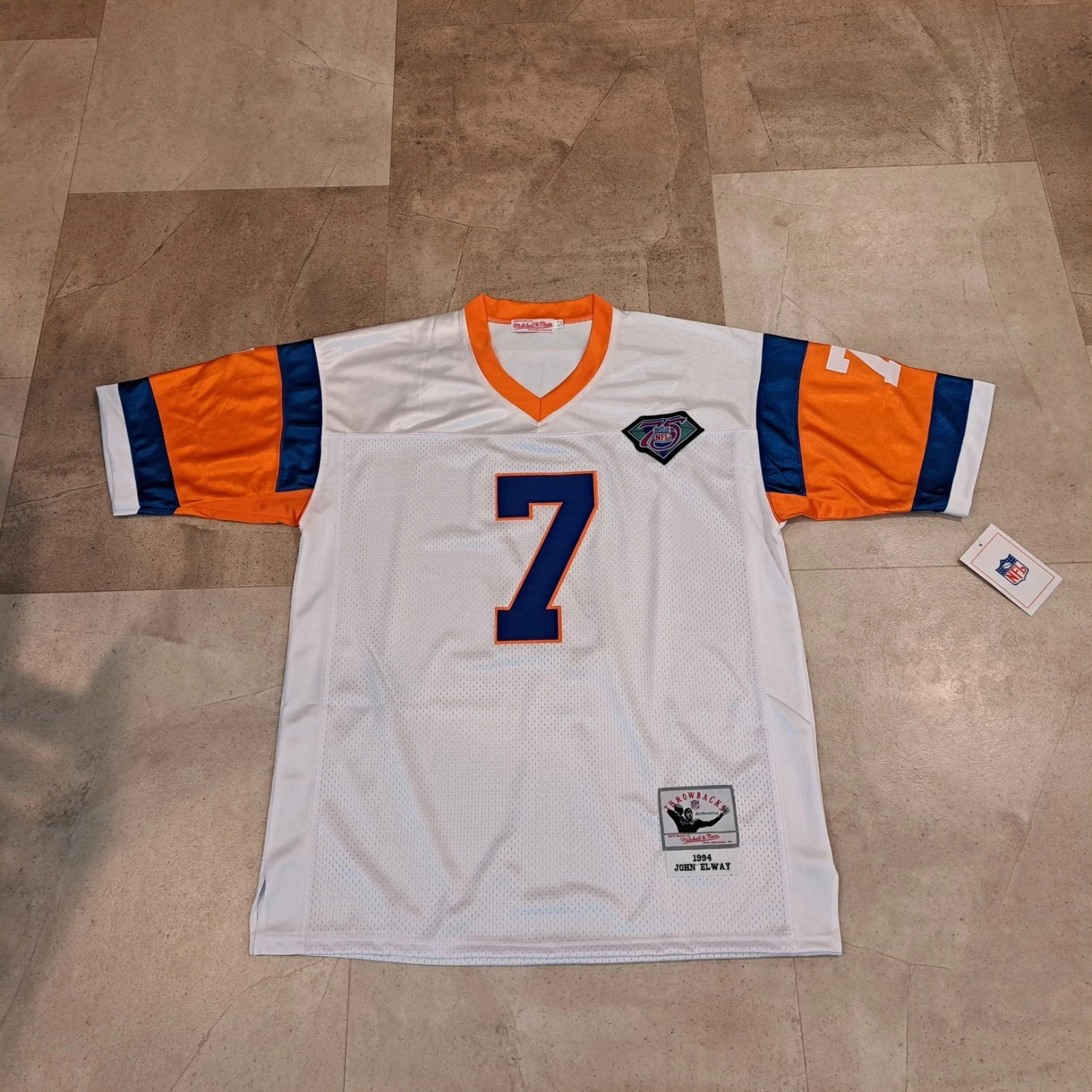NWT! JOHN ELWAY DENVER BRONCOS white MITCHELL & NESS 1994 jersey sz 2XL (52)