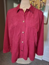 Chico's Sz 4 Soft Faux Soft Suede Button Front Jacket Blazer Pink EUC D282