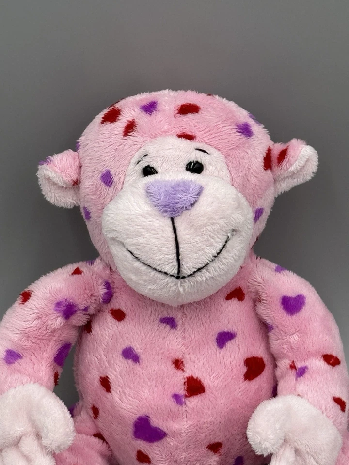 Webkinz Love Monkey Plush Pink 9” Stuffed Animal Red Purple Hearts NO CODE - Image 2 of 4