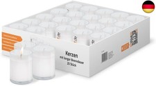 ration1.de 25 Kerzen, Teelichter groß, 24 Stunden Brenndauer, weiß, t