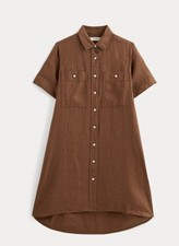 Everlane The Daytripper Dress in 100% Flax Linen Women's Size Small Brown NWT!