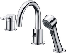 Modern Chrome Bathroom Faucet with Pull-Out Shower Head & Diverter