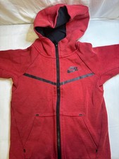 Nike Sportswear Tech Fleece Full-Zip Hoodie Boys Size 6 Red Black Jacket Kids