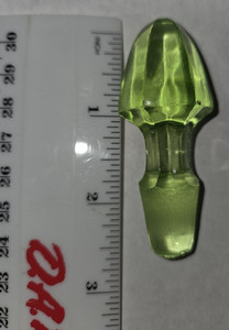 Vintage Hazel Atlas Uranium Glass Decanter Stopper  Ornate  Glows 2.5"