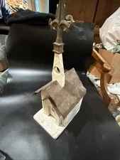 Rustic Folk Art Style Hand Crafted Birdhouse Wood And Tin 7x10 In