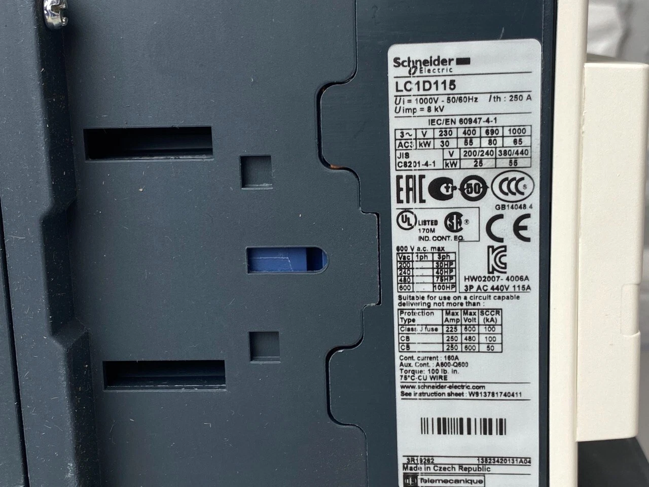 Contactor TeSys Deca LC1D115F7C 3P(3NO) AC-3/AC-3e 440V 115A 110V AC 50/60Hz 3389110377088 - thumbnail 5