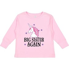Inktastic Big Sister Again Unicorn Toddler Long Sleeve T-Shirt Sis Girls Childs
