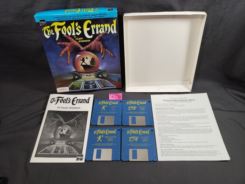 Fool's Errand Big Box COMPLETE Atari ST PC Computer Miles Computing 1990 erand