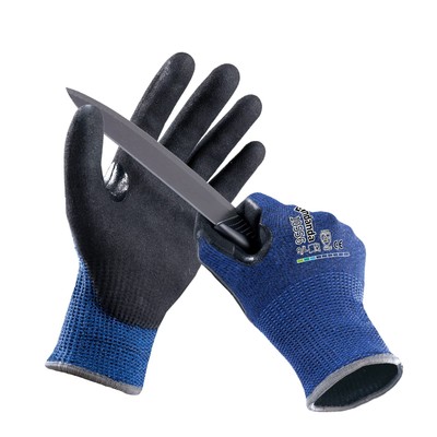 12 Pairs Cut Resistant Gloves Level 5, 3D Comfort Stretch Fit, Nitrile Sandy ...
