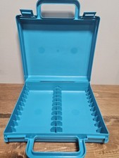 Vintage Turquoise Teal Blue Plastic Cassette Carrying Carry Case Holds 20 Tapes
