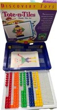 Vintage Discovery Toys Tote N Tile Modaic Tiles Set 8 Cards 16 Designs