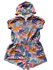 Tucker  Tate Girl's Terry Tropical Colorful Romper Short Sleeve Zip Up Sz 8