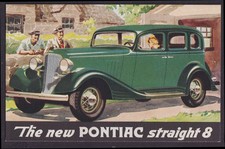 1933 Pontiac Straight 8 4-door Sedan Dealer Postcard