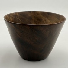 Magnificent Hand Turned Wood Bowl 6.5" Walnut ONE PIECE Thin Tall Tapered Edge
