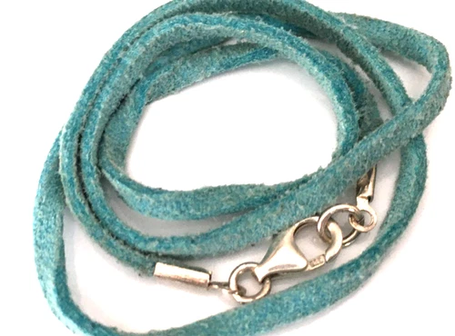 Vintage Necklace MARKED 925 STERLING SILVER Clasp Blue Chord Jewelry lot y
